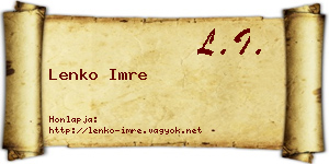Lenko Imre névjegykártya